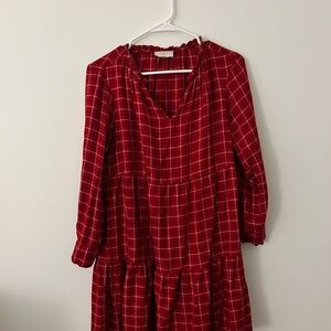 Loft Red Plaid Dress